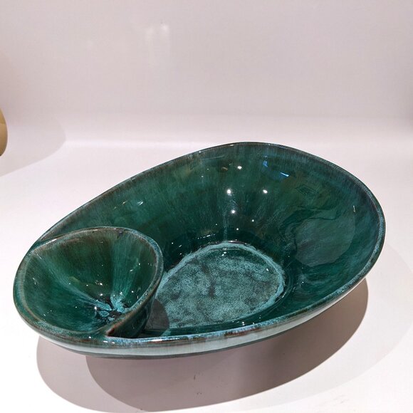 Vintage Rare MCM Mid Century Blue Mountain Pottery Chip & Dip Bowl - Picture 2 of 8